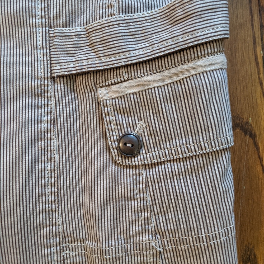 🆕 NWOT Loft Canvas Tan Pinstripe Blazer Cotton Blend - Picture 11 of 12